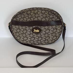 Authentic Vintage CELINE Horse Carriage Monogram Brown Canvas Shoulder Bag